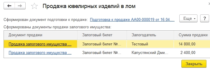 Документы для продажи