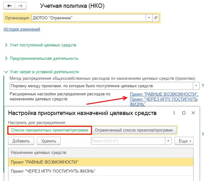 Список приоритетных проектов/программ